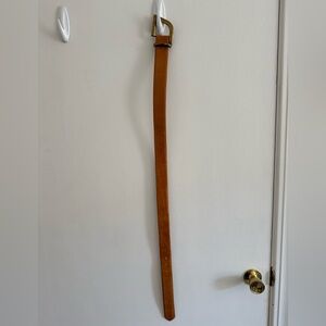 Tracy Reese Cognac Leather Belt with Brass Buckle